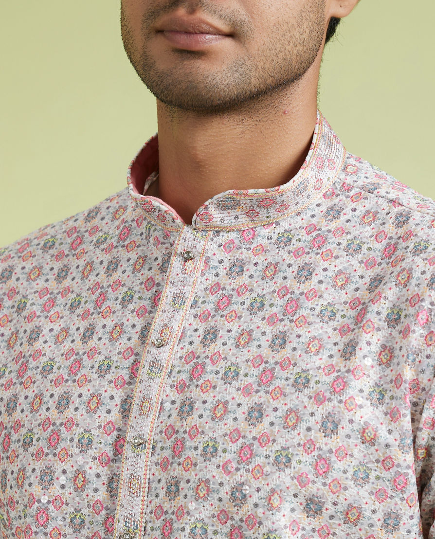 Diwas Men Allure Warm White Pink Kurta Pajama