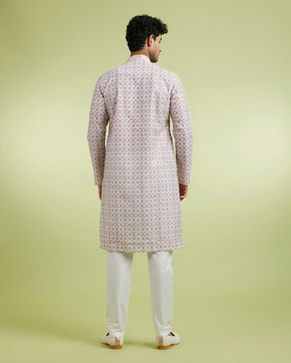 Diwas Men Allure Warm White Pink Kurta Pajama