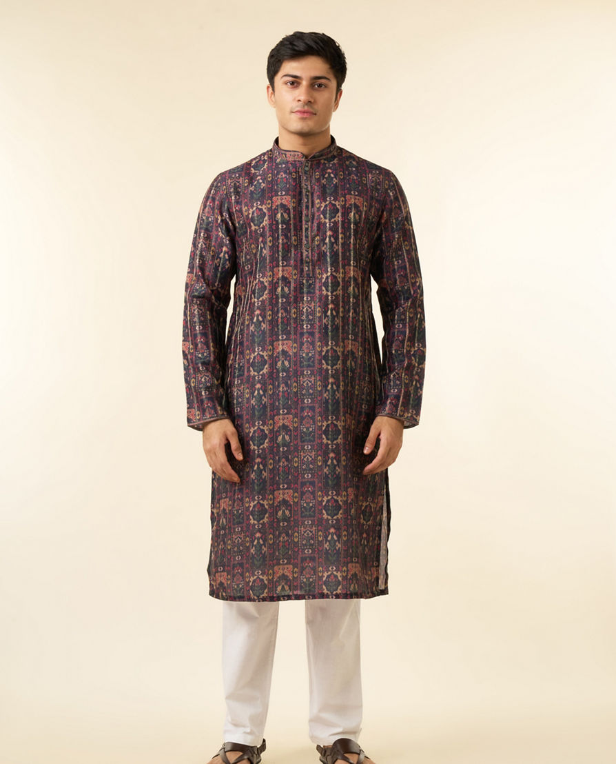 Diwas Men Enchanting Dark Blue Kurta Pajama
