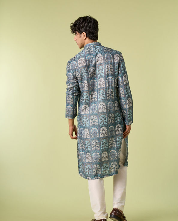 Diwas Men Teal Green Festive Kurta Pajama