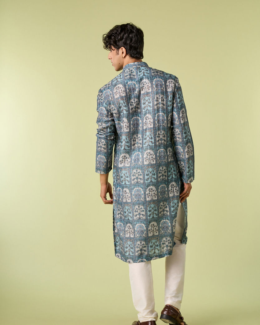 Diwas Men Teal Green Festive Kurta Pajama
