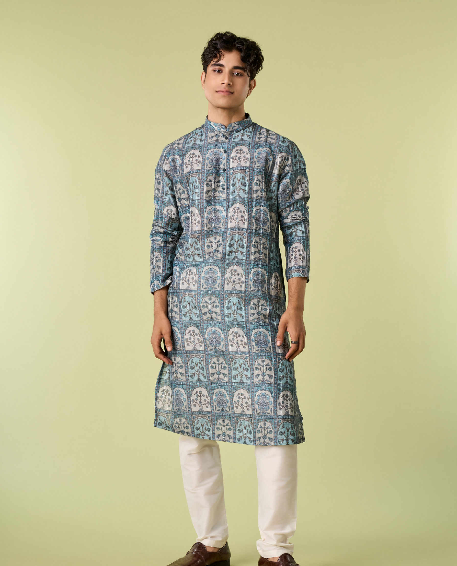 Diwas Men Teal Green Festive Kurta Pajama