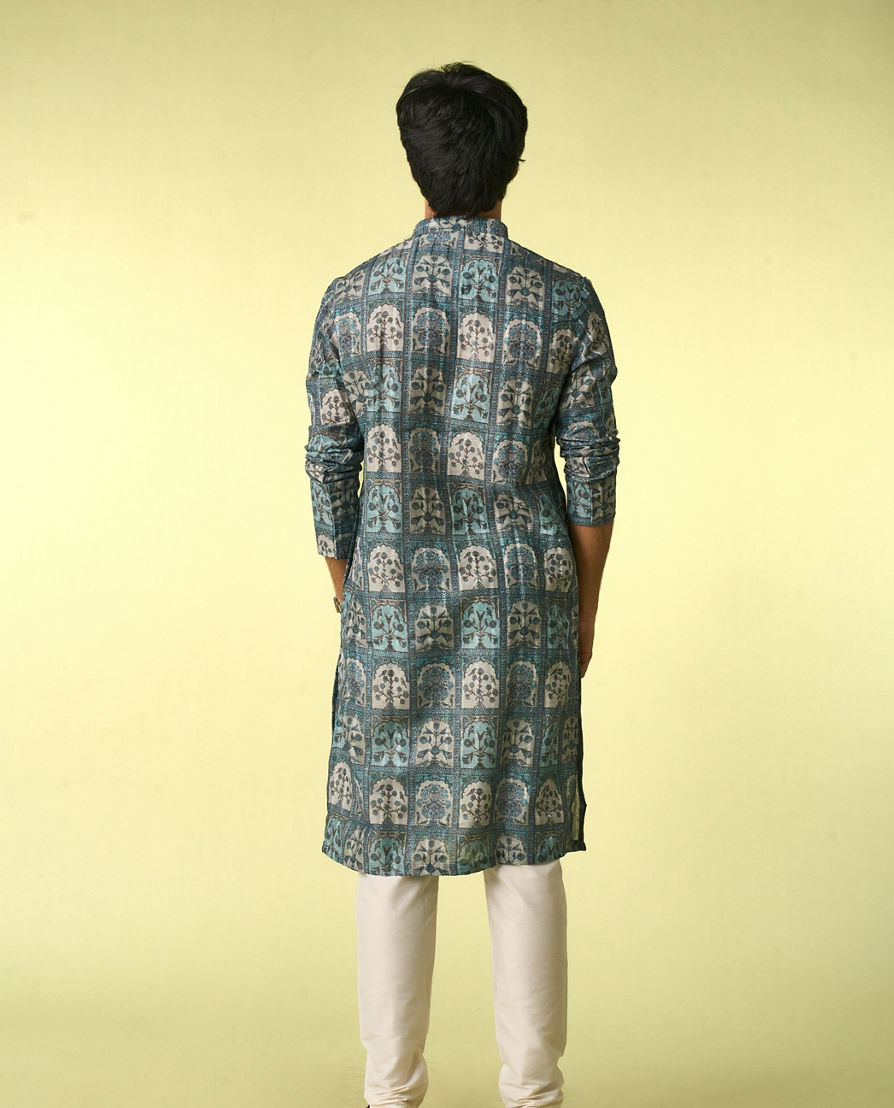 Diwas Men Teal Green Festive Kurta Pajama
