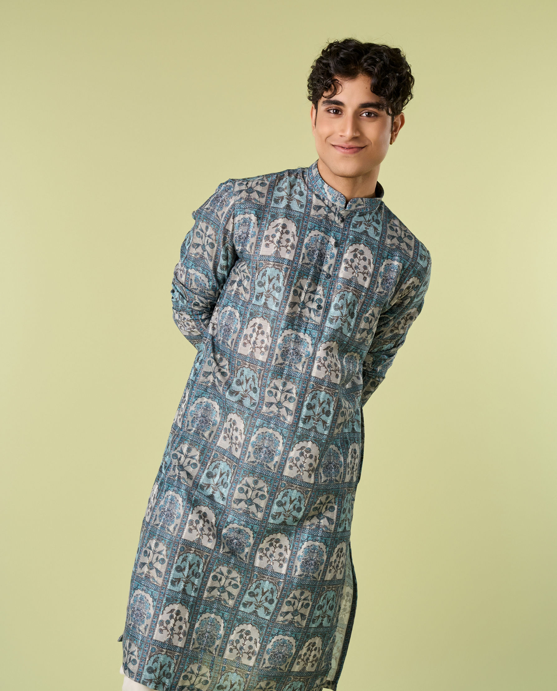 Diwas Men Teal Green Festive Kurta Pajama