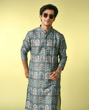 Diwas Men Teal Green Festive Kurta Pajama
