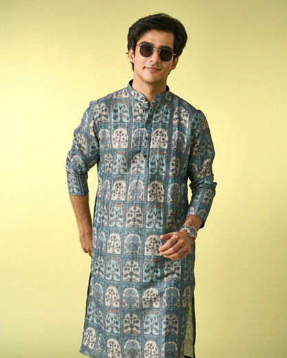 Diwas Men Teal Green Festive Kurta Pajama