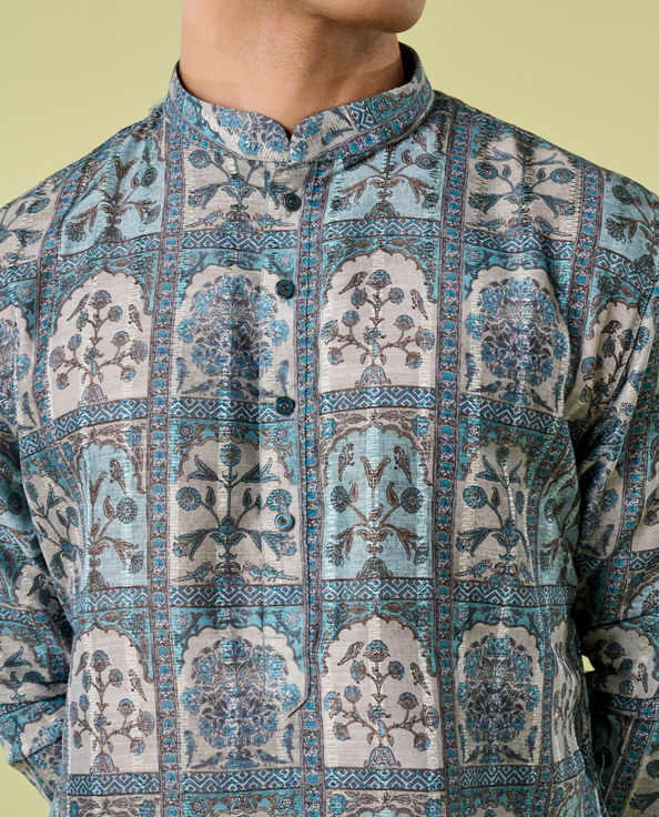 Diwas Men Teal Green Festive Kurta Pajama