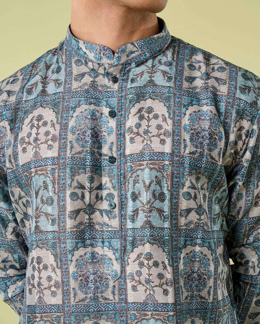 Diwas Men Teal Green Festive Kurta Pajama