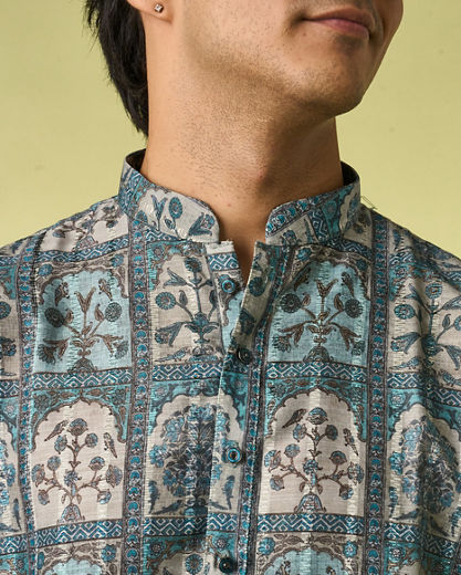 Diwas Men Teal Green Festive Kurta Pajama