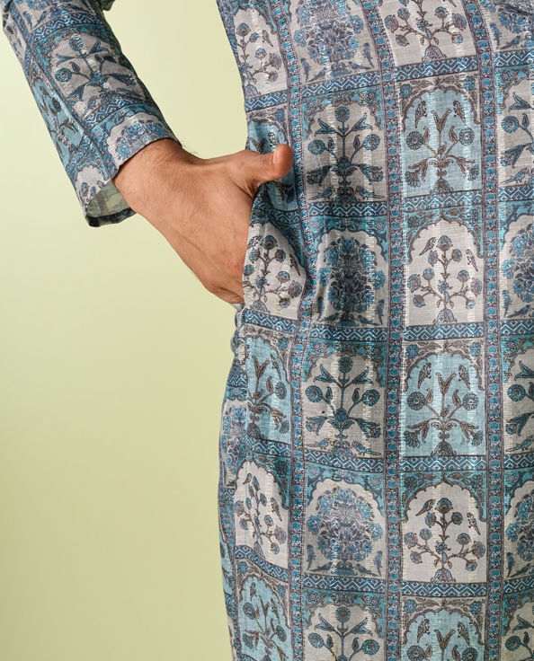 Diwas Men Teal Green Festive Kurta Pajama