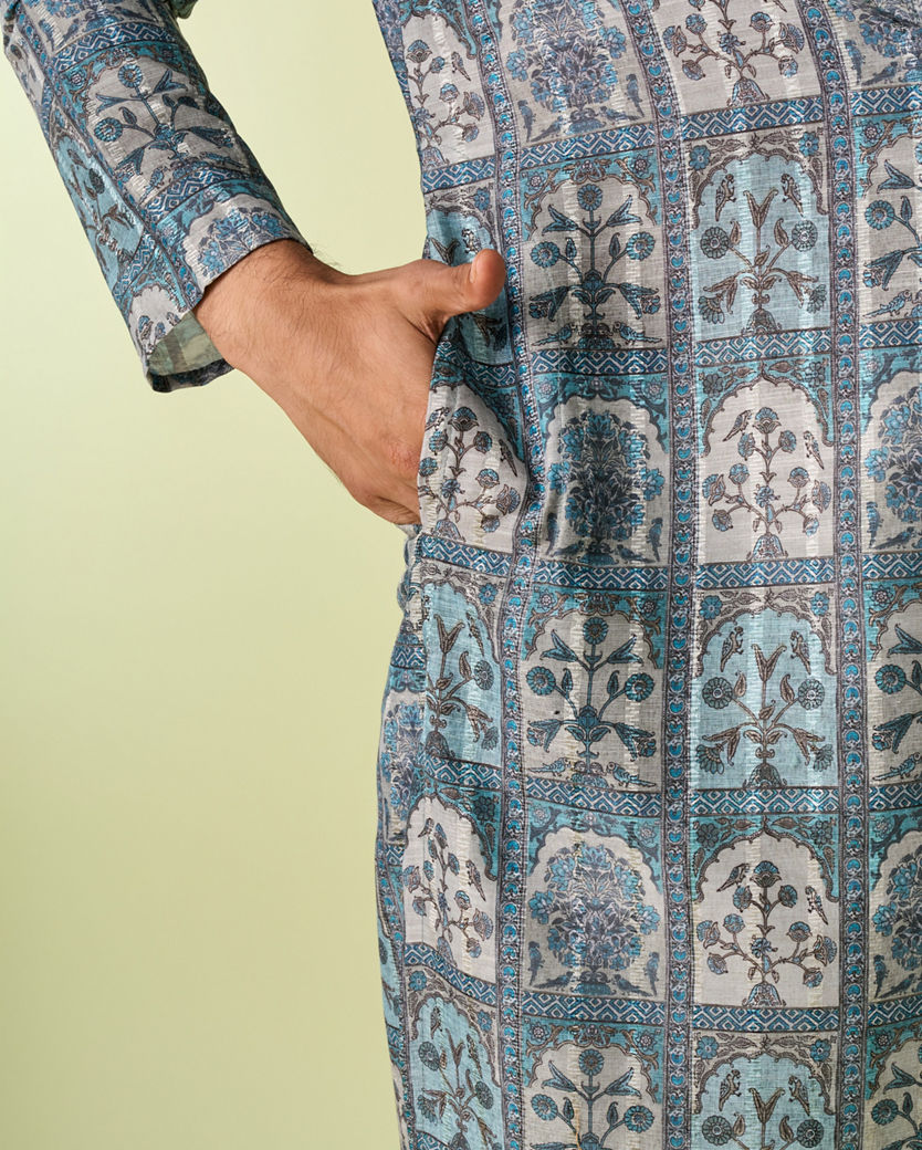 Diwas Men Teal Green Festive Kurta Pajama