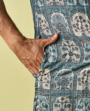 Diwas Men Teal Green Festive Kurta Pajama