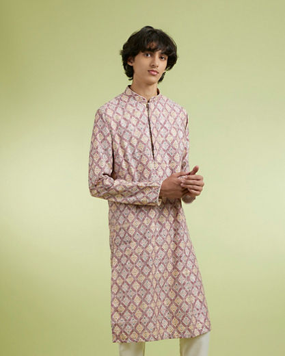Diwas Men Beige Rust Stellar Kurta Pajama