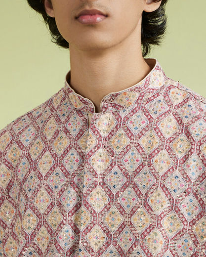 Diwas Men Beige Rust Stellar Kurta Pajama