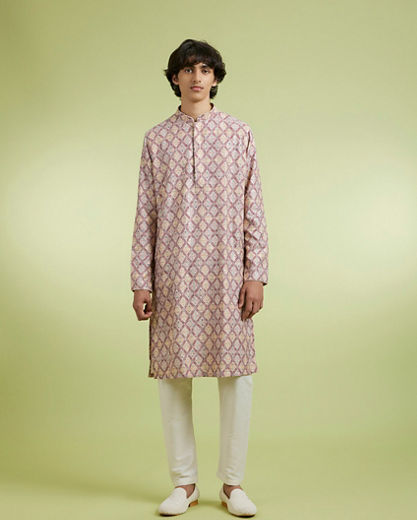 Diwas Men Beige Rust Stellar Kurta Pajama