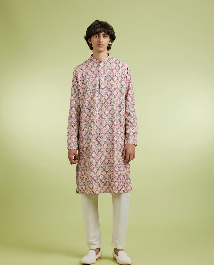 Diwas Men Beige Rust Stellar Kurta Pajama