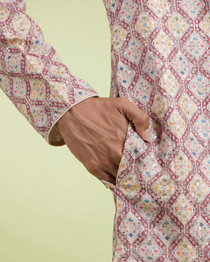 Diwas Men Beige Rust Stellar Kurta Pajama