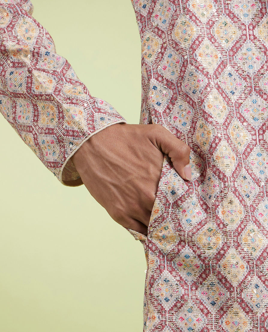 Diwas Men Beige Rust Stellar Kurta Pajama