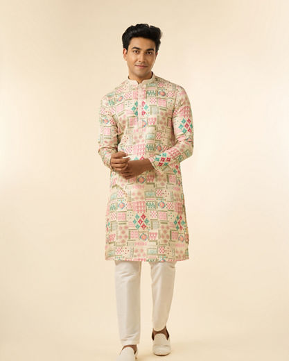 Diwas Men Delicate Beige Celebration Kurta Pajama