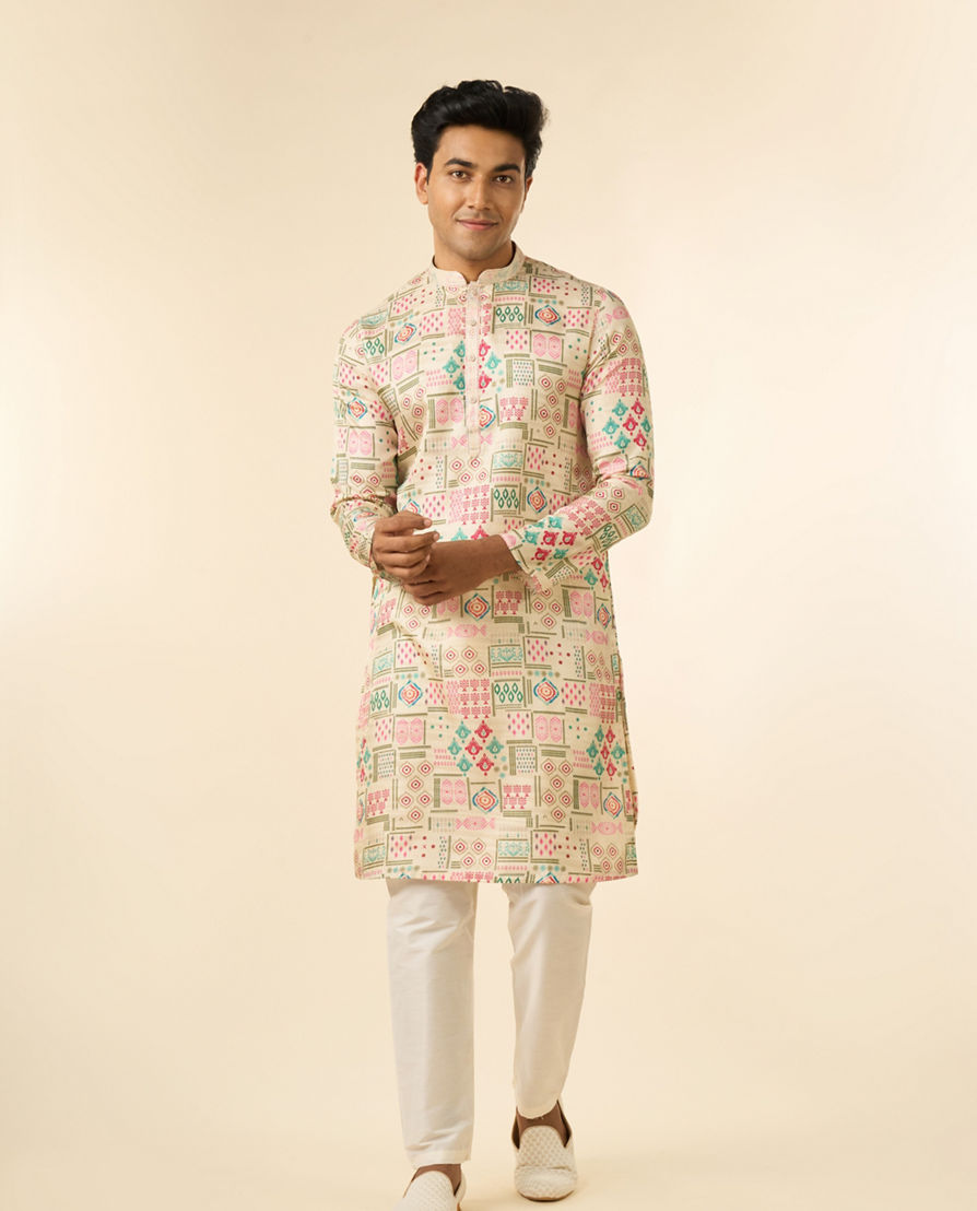 Diwas Men Delicate Beige Celebration Kurta Pajama