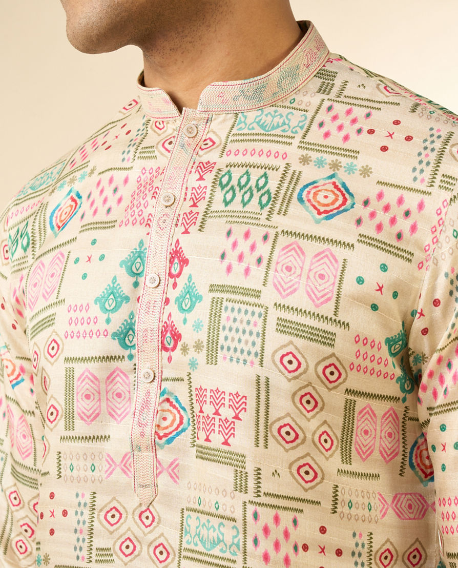 Diwas Men Delicate Beige Celebration Kurta Pajama