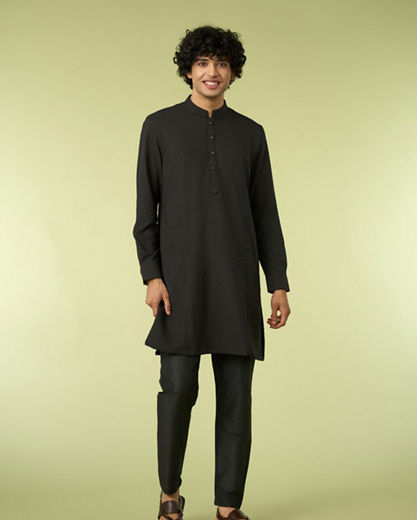 Diwas Men Black Opulence Kurta Pajama