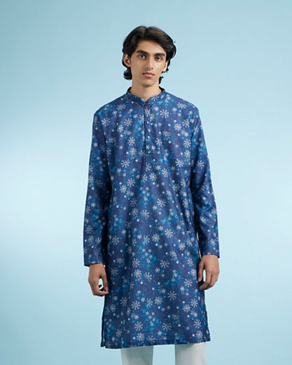 Diwas Men Elegant Dark Blue Kurta Pajama