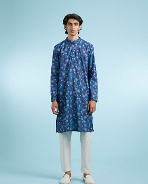 Diwas Men Elegant Dark Blue Kurta Pajama