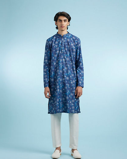 Diwas Men Elegant Dark Blue Kurta Pajama