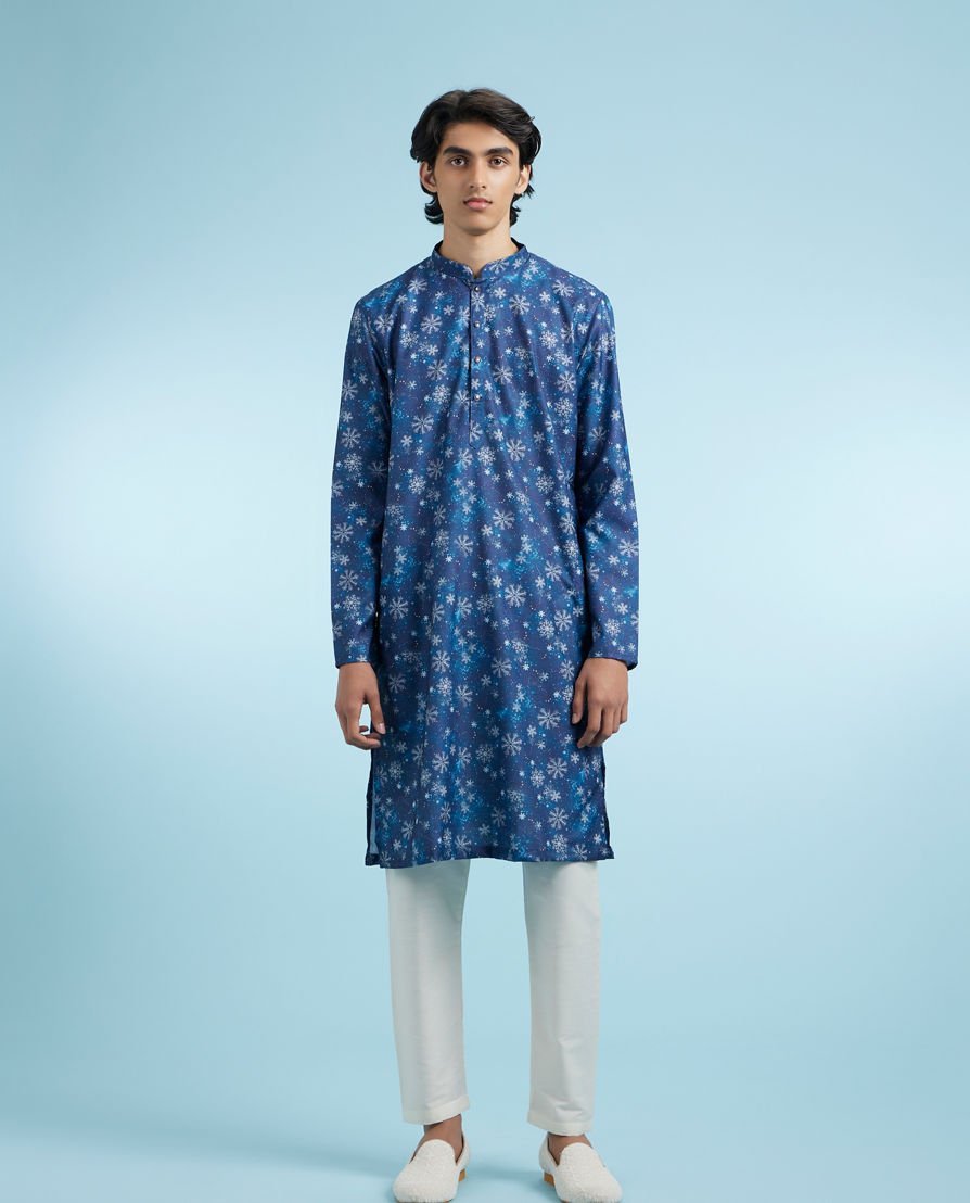 Diwas Men Elegant Dark Blue Kurta Pajama