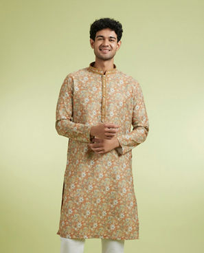 Diwas Men Sunburst Mustard Festive Kurta Pajama