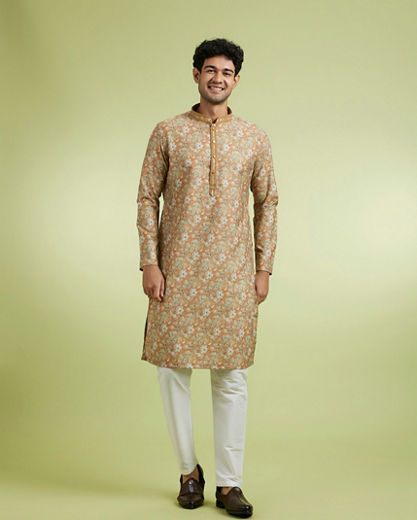 Diwas Men Sunburst Mustard Festive Kurta Pajama