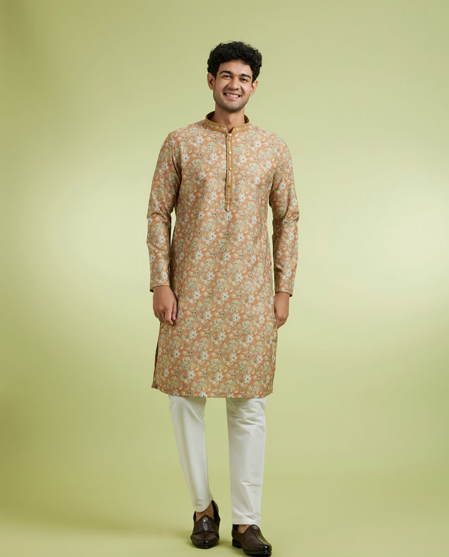 Diwas Men Sunburst Mustard Festive Kurta Pajama