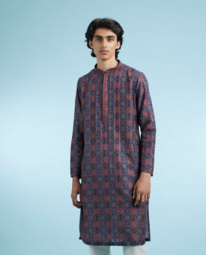 Diwas Men Elegant Dark Blue Kurta Pajama
