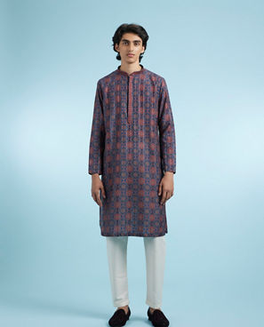 Diwas Men Elegant Dark Blue Kurta Pajama