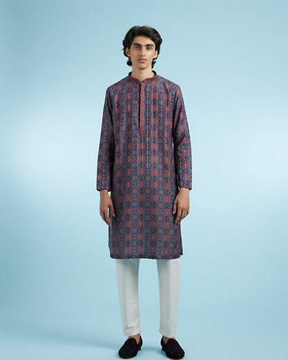 Diwas Men Elegant Dark Blue Kurta Pajama