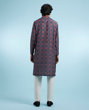 Diwas Men Elegant Dark Blue Kurta Pajama