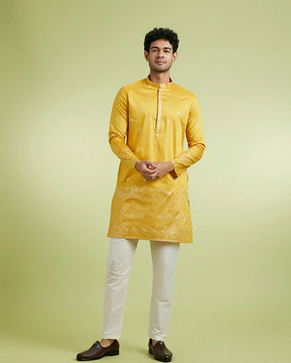 Diwas Men Sun-Drenched Mustard Kurta Pajama