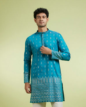 Diwas Men Teal Green Splendor Kurta Pajama