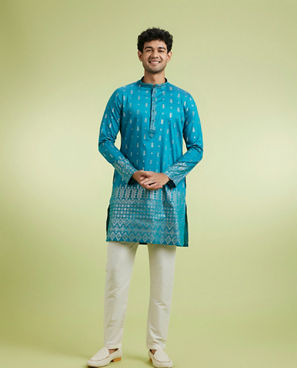 Diwas Men Teal Green Splendor Kurta Pajama