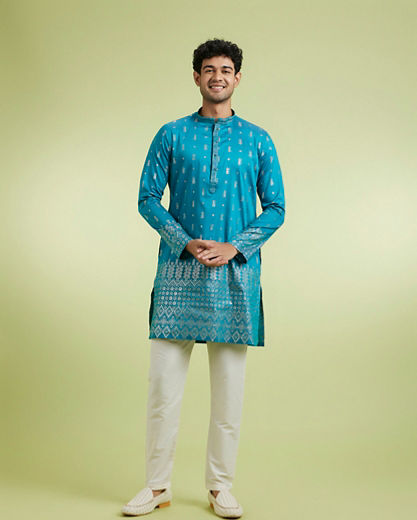 Diwas Men Teal Green Splendor Kurta Pajama