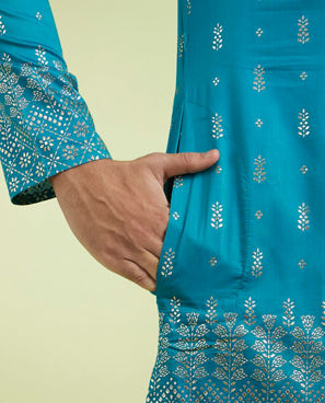 Diwas Men Teal Green Splendor Kurta Pajama