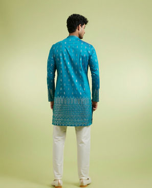 Diwas Men Teal Green Splendor Kurta Pajama