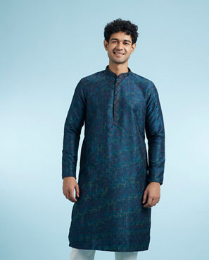 Diwas Men Teal Blue Majesty Kurta Pajama