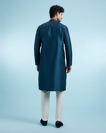 Diwas Men Teal Blue Majesty Kurta Pajama