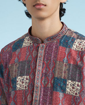 Diwas Men Maroon Majesty Kurta Pajama