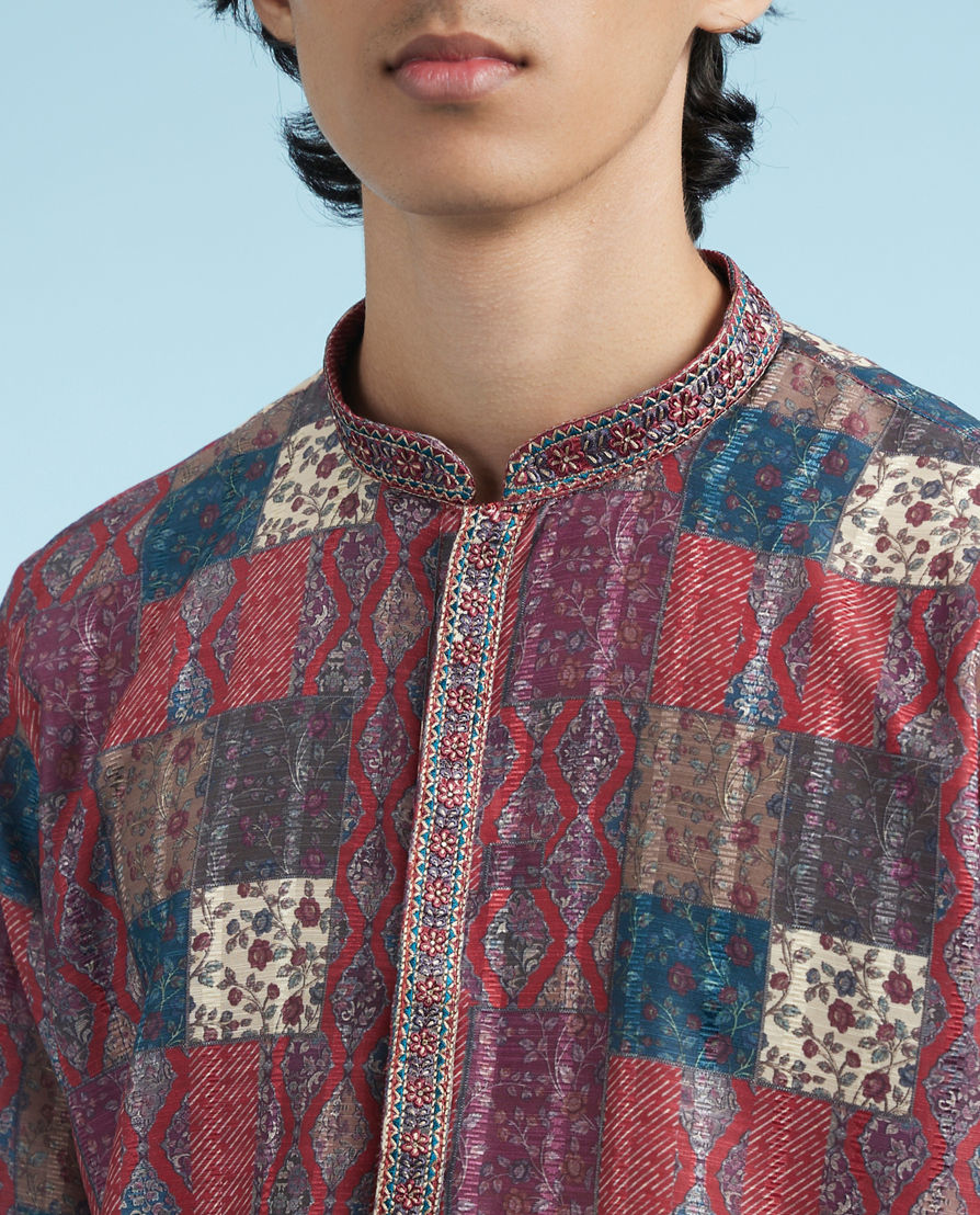 Diwas Men Maroon Majesty Kurta Pajama