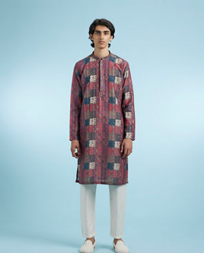 Diwas Men Maroon Majesty Kurta Pajama