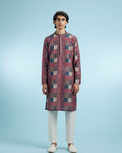 Diwas Men Maroon Majesty Kurta Pajama