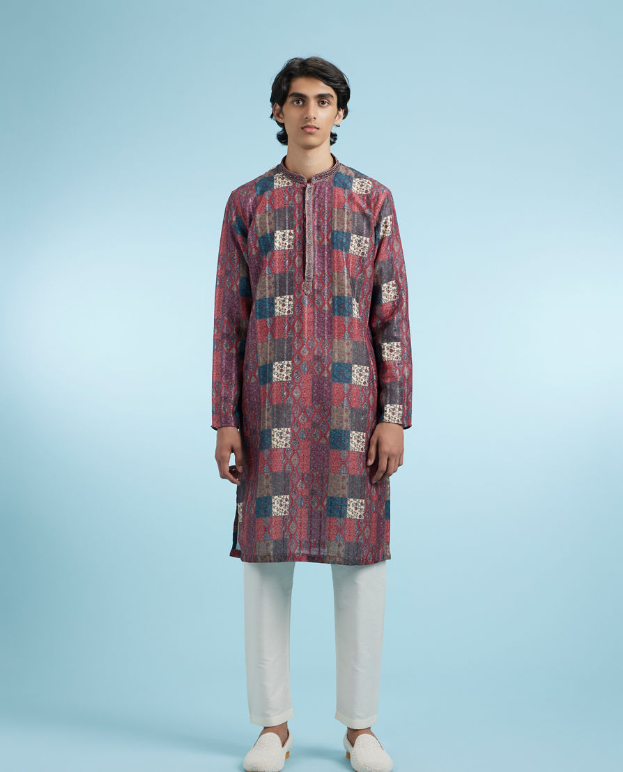 Diwas Men Maroon Majesty Kurta Pajama